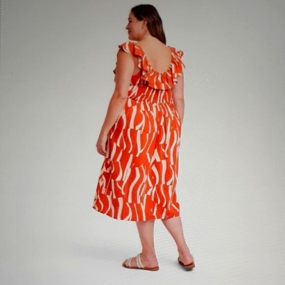 New Ava & Viv Ruffle Sleeveless A Line Dress Women's With Side Pockets XXL NWT - Picture 3 of 4
